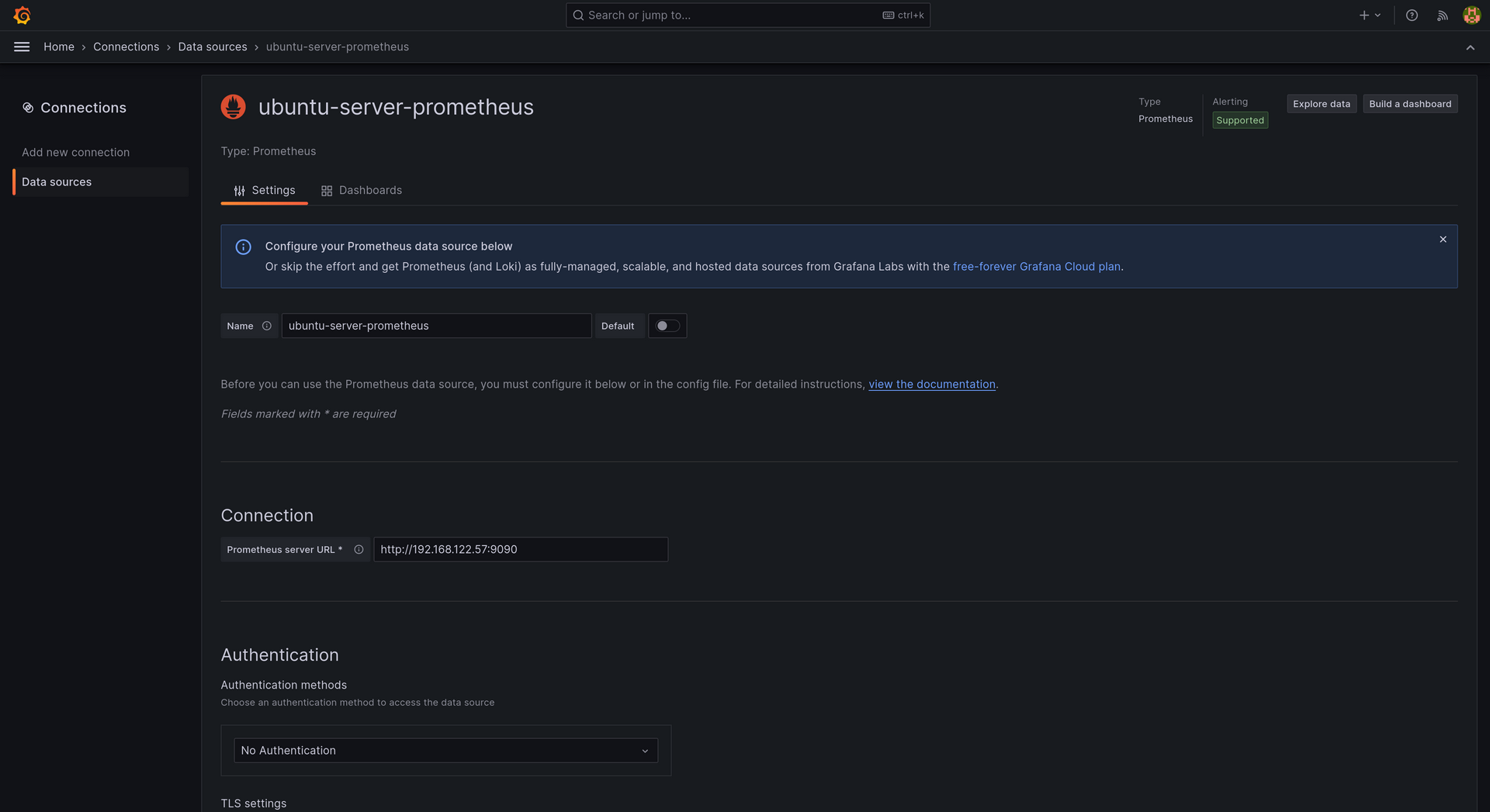 grafana prometheus data source setup