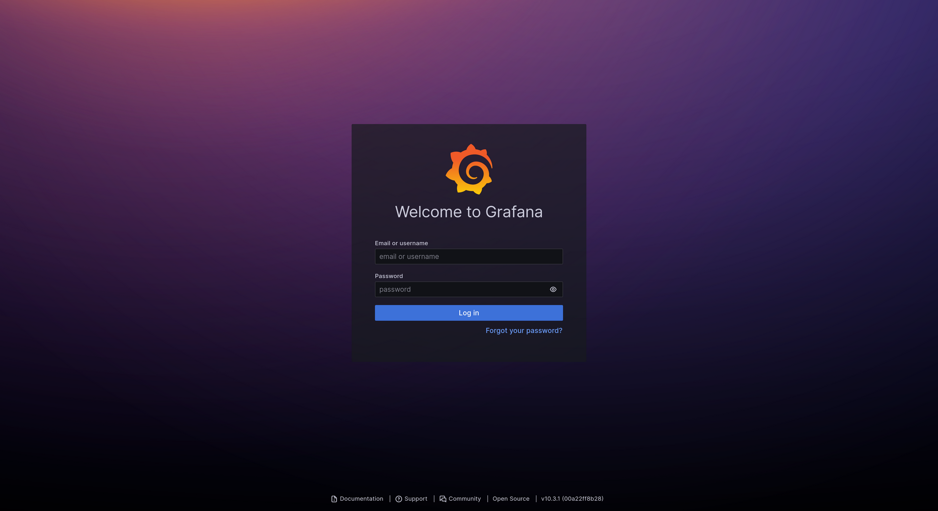 grafana log-in page